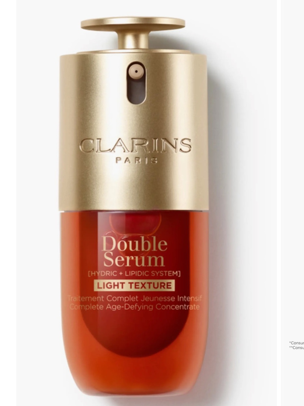 Clarins Double Serum Light Texture in Gold and Amber-Red